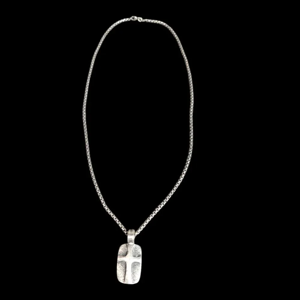 James Avery Amulet Cross Pendant Medallion Geniune Box Chain 925 Silver Retired